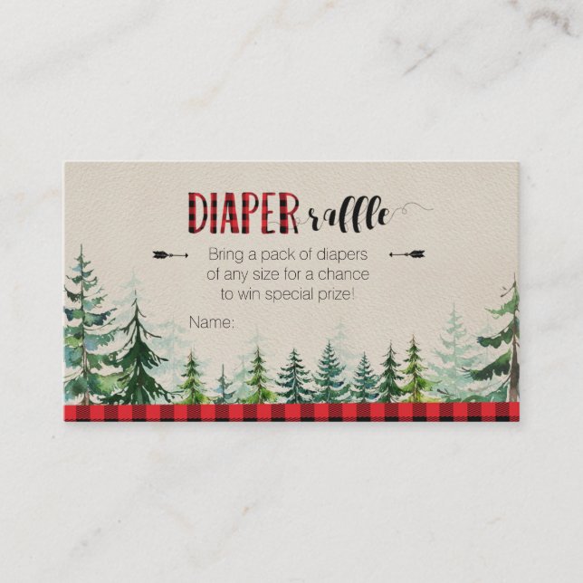 Lumberjack Red Plaid - Diaper Raffle Card (Front)