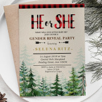 Lumberjack Red Plaid Gender Reveal Invite