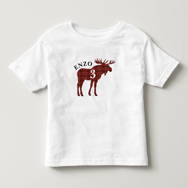 Lumberjack Red Plaid Moose Birthday Shirt (Front)