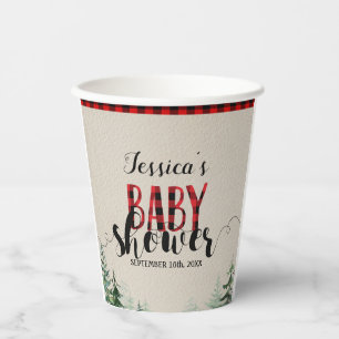 Lumberjack Red Plaid Mountain Forest Paper Cups