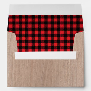 Lumberjack Rustic Woodgrain Red Plaid Lined Envelopes