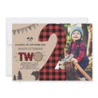 Lumberjack Second Birthday Invitation Plaid 2nd