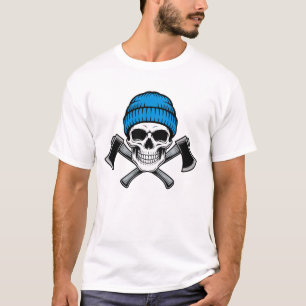 Lumberjack Skull Axes Cool Beanie Cap Outdoor T-Shirt