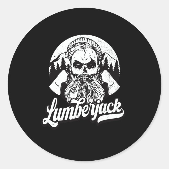 Lumberjack Skull Logger vintage Woodcutter Classic Round Sticker (Front)