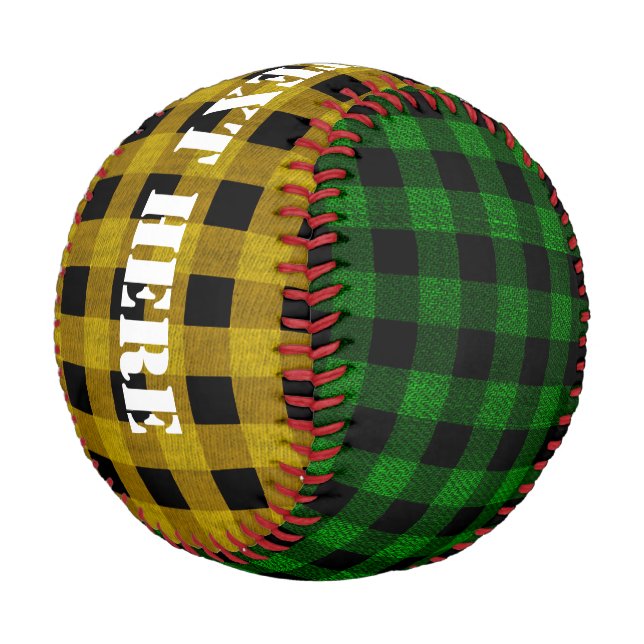 Lumberjack Style - green & yellow fabric Baseball (Angled)