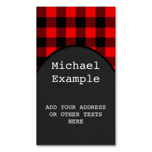 Lumberjack Style - red fabric + your ideas Magnetic Business Card