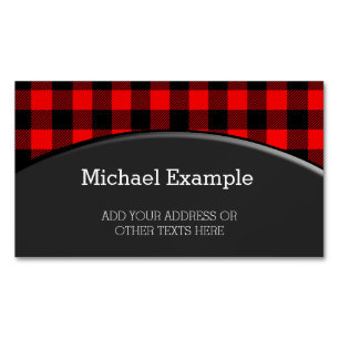 Lumberjack Style - red fabric + your ideas Magnetic Business Card