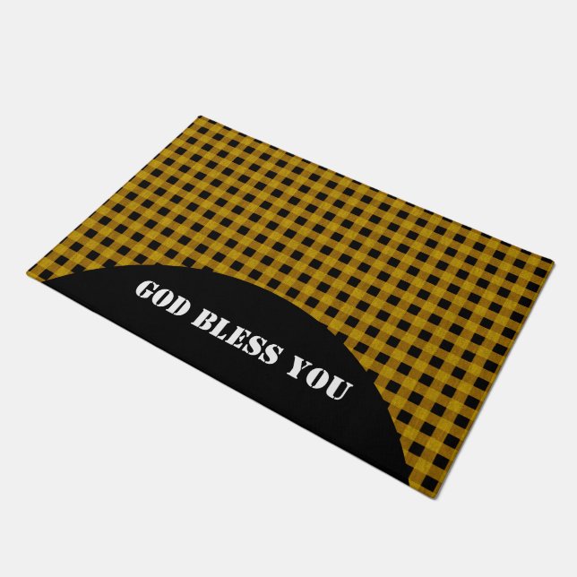 Lumberjack Style - yellow fabric + your ideas Doormat (Angled)