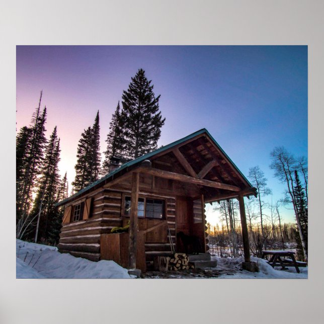 Lumberjack Sunset // Gritty Cabin Sunset Poster (Front)