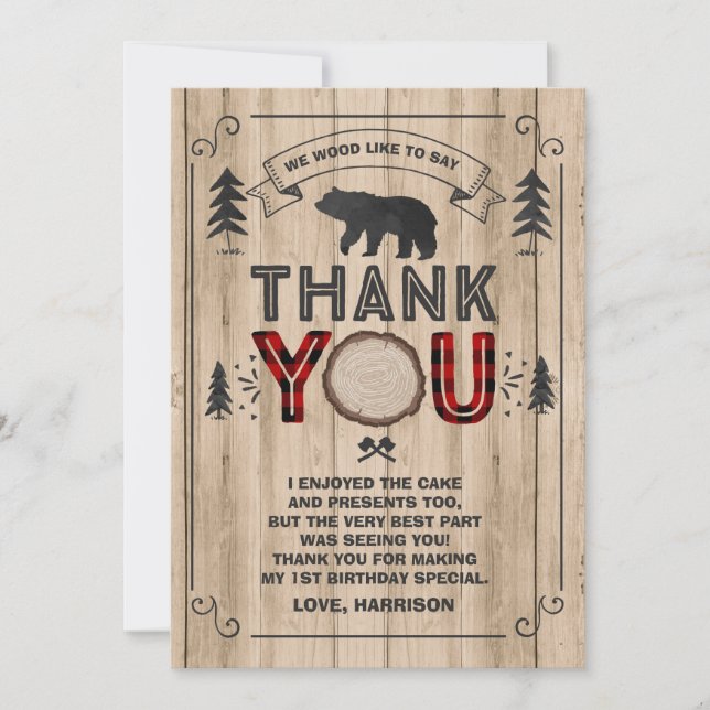 Lumberjack Thank You Card Lumberjack Party (Front)
