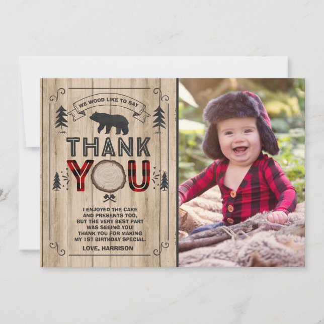 Lumberjack Thank You Card Lumberjack Party (Front)