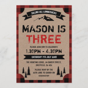 Lumberjack themed birthday party invitation