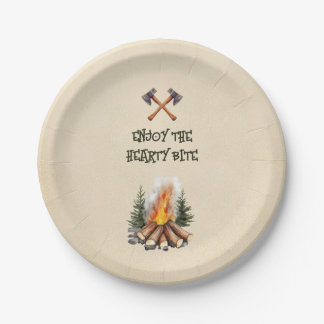 Lumberjack Themed Party Paper Plates, Rustic Meal Plate