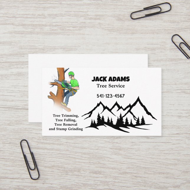Lumberjack Tree Service Business Card (Front/Back In Situ)