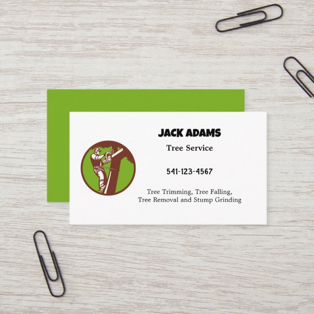 Lumberjack Tree Service Business Card (Front/Back In Situ)