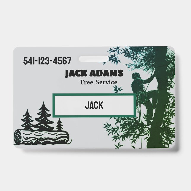 Lumberjack Tree Service Business Card ID Badge (Front)