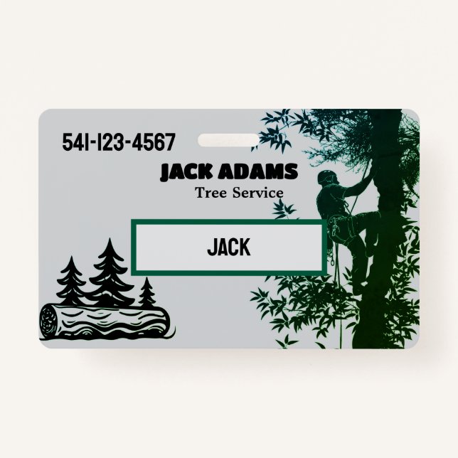 Lumberjack Tree Service Business Card ID Badge (Front)