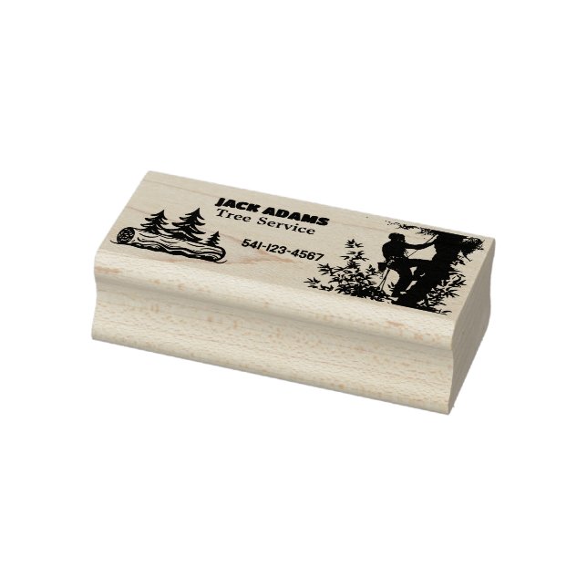 Lumberjack Tree Service Business Card Rubber Stamp (Stamp)