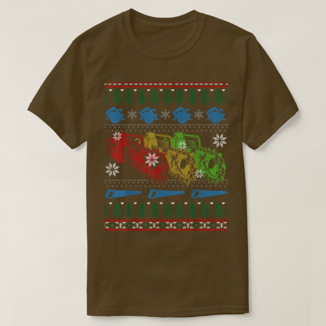 Lumberjack Ugly Christmas Sweater Chainsaw Lover  (Design Front)