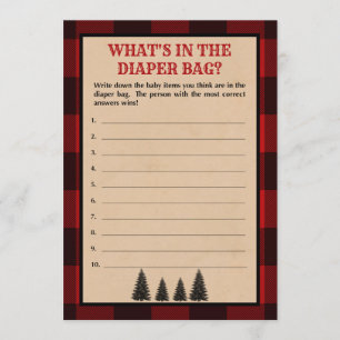Lumberjack What's in the Diaper Bag Shower Game Programme