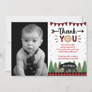 Lumberjack Wild One Bear Birthday Thank you Cards