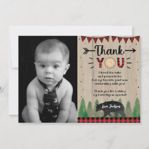 Lumberjack Wild One Bear Birthday Thank you Cards