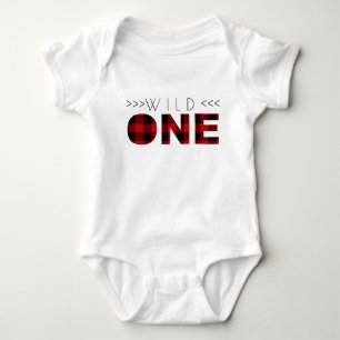 Lumberjack Wild One   First Birthday Baby Bodysuit