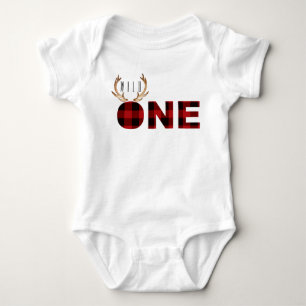 Lumberjack Wild One   First Birthday Baby Bodysuit
