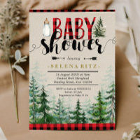 Lumberjack Winter Forest Red Plaid Baby Shower