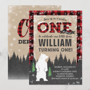 Lumberjack Winter ONEderland Birthday Invitation
