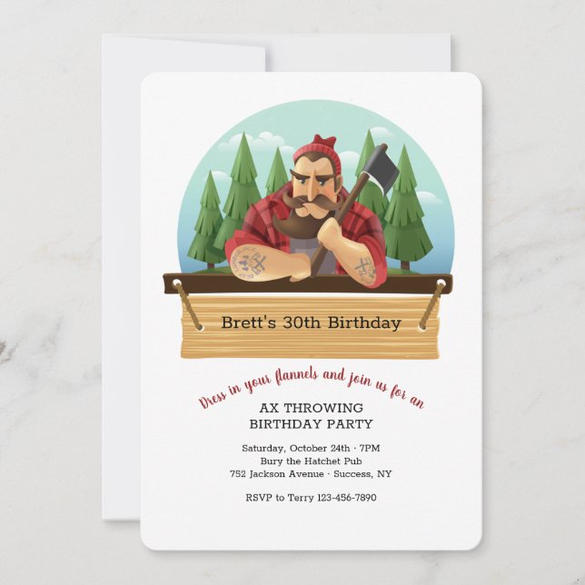Lumberjack with Axe Invitation (Front)
