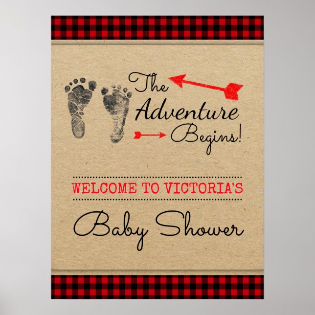 Lumberjack Woodland Adventure Baby Shower Sign (Front)