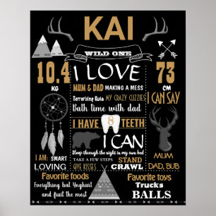 Lumberjack Woodland antlers elk moose Birthday Poster