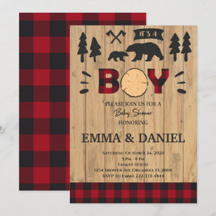 Lumberjack Woodland Baby Shower Boy Invitation