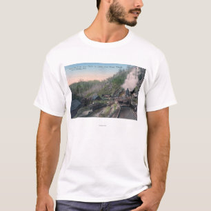 Lumberjacks Carrying Logs over Gulch by Cable T-Shirt
