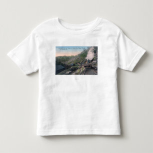 Lumberjacks Carrying Logs over Gulch by Cable Toddler T-Shirt