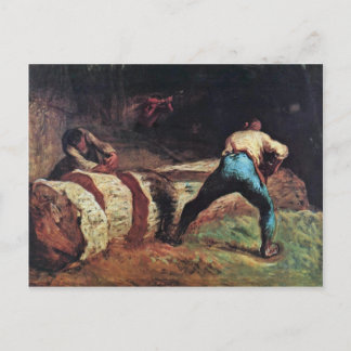 Lumberjacks Sawing Wood By Millet (Best Quality) Postcard