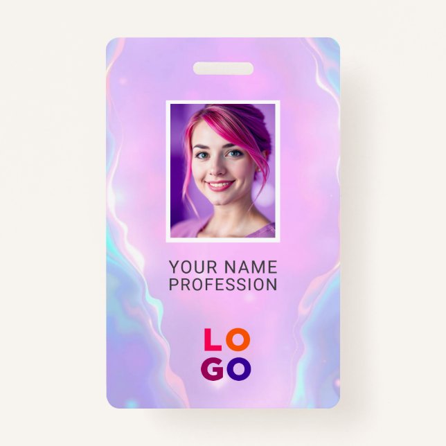 Lumina Opal Business Logo, Photo, Qr Code, Name ID ID Badge (Front)