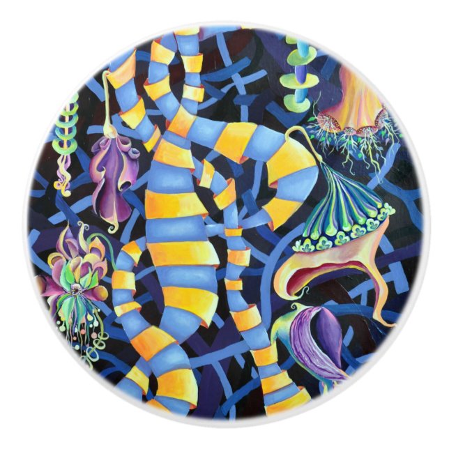 Luminescence Watercolor Orchids Ceramic Knob (Front)