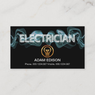 Luminescent Blue Electric Lightning Electrician Business Card
