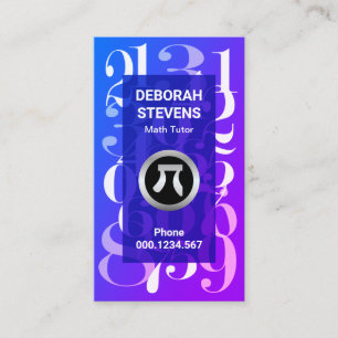 Luminescent Blue Mathematical Numbers Math Tutor Business Card
