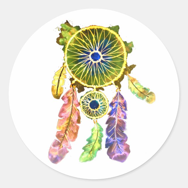Luminescent Dreamcatcher Classic Round Sticker (Front)