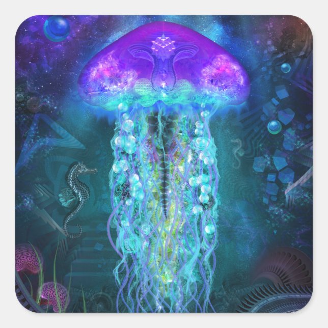 Luminescent Jellyfish Square Sticker (Front)