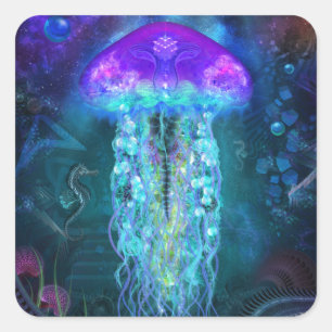 Luminescent Jellyfish Square Sticker