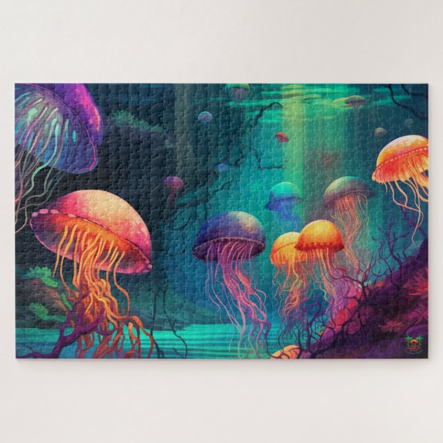 🐙Luminescent Reef: Jellyfish Dreams 🌊 Jigsaw Puzzle (Horizontal)