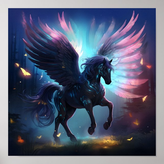 luminescent translucent pegasus winged horse poster (Front)