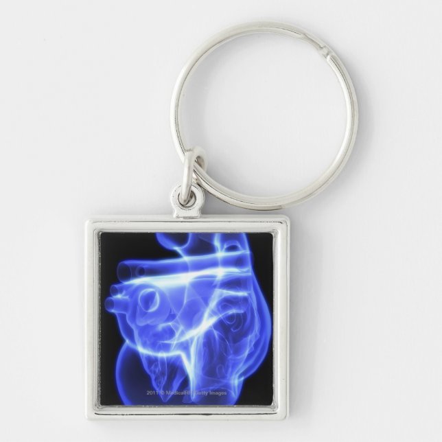 Luminescent view of the human heart key ring (Front)