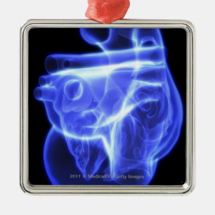Luminescent view of the human heart metal tree decoration
