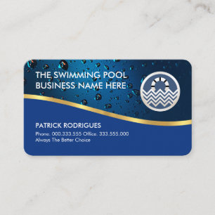 Luminescent Water Drops Gold Swim Wave Business Card