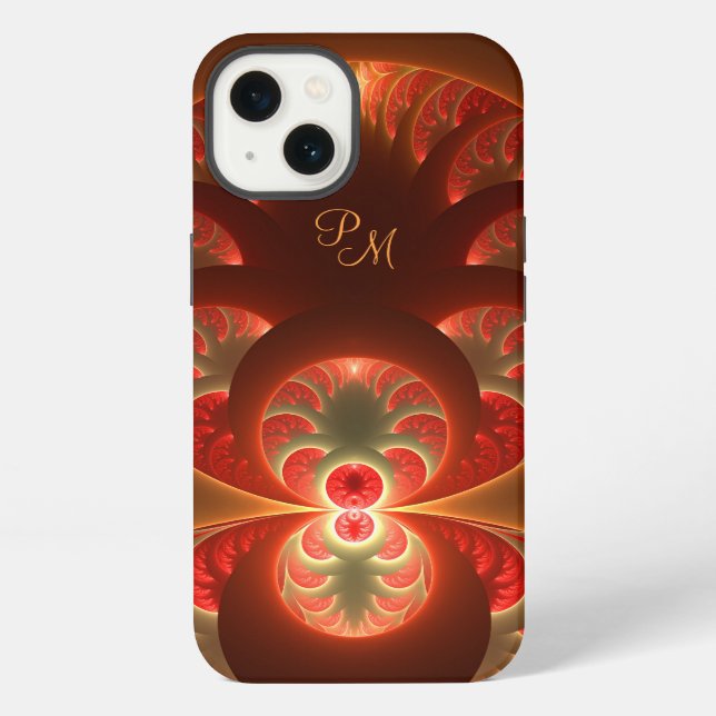 Luminous abstract modern Fractal Art Initials iPhone Case (Back)